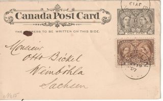 Canada Berlin 1897 Stationery Maximum Post Card To Germany 1c Brown Discoloured?