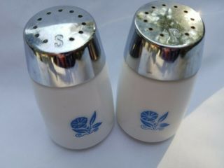 Vintage Gemco Blue Cornflower Salt & Pepper Shakers Corning Ware
