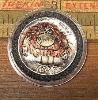 Hand Engraved Homer Nickel Coin (1936) Buffalo Bc Grog