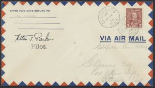 1936 Aamc 3607a Goldfields Sask To Prince Albert Flight,  Pilot Signed