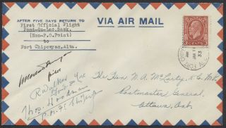 1933 Aamc 3301b Fond - Du - Lac Sask To Fort Chipewyan Flight,  Pilot Signed