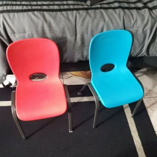 2 Lifetime Kids Stacking Chairs (two Count),  Blue Glacier And Red