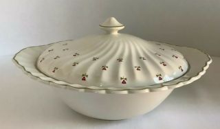 Laura Ashley Johnson Brothers Thistle Pattern 10”x3” Covered Serving Bowl 5.  5 D