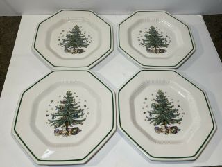 Nikko Christmastime 10.  75 " Octagonal Dinner Plate Set Of 4 Dishes Vintage