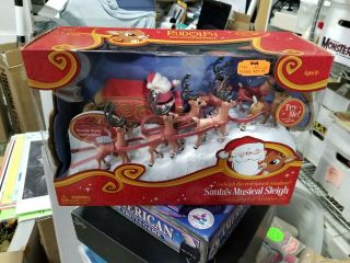 Rudolph The Red Nosed Reindeer Santas Musical Sleigh Figure Set Forever Fun Mib