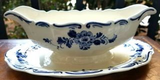 Delfts Blauw Blue & White Gravy Boat Hand Painted Made in Holland 2
