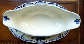 Delfts Blauw Blue & White Gravy Boat Hand Painted Made in Holland 3