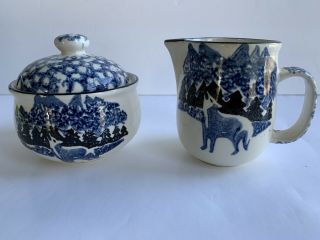 Folk Craft By Tienshan Wolf Sugar Bowl With Lid And Creamer Set