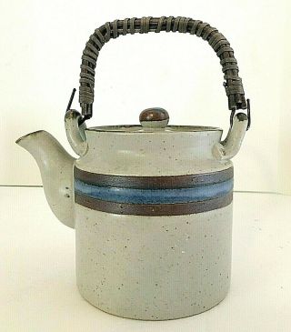 Otagiri Japan Horizon Stoneware Tea Pot With Lid 5 " H 28 Oz Mid Century Euc