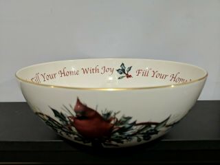 Lenox Winter Greetings Serving Bowl 9 - 3/8 ” Fill Your Home With Joy Cardinal