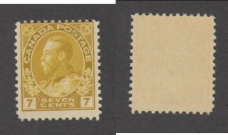 Mnh Canada 7c Kgv Admiral Yellow Ochre Stamp 113 (lot 20069)