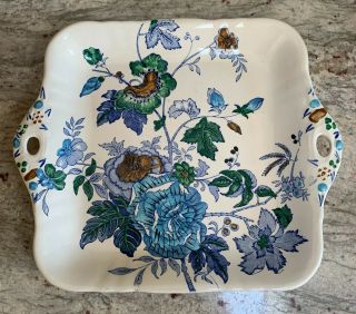 10 1/2 In Square Handled Cake Plate Belvedere Blue Multicolor By Mason 