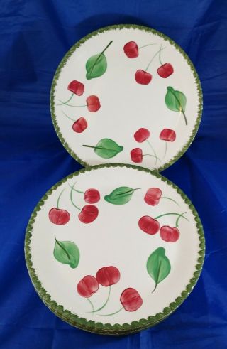 Set Of 6 Blue Ridge Southern Pottery Mountain Cherry Plate 9 1/4 ",  Made In Usa