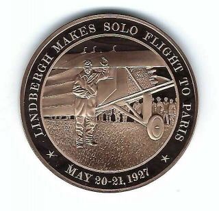 1927 Charles Lindbergh Solo Airplane Flight Bronze Coin Medal Medallion
