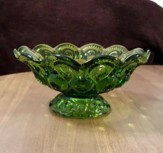 Vintage Le Smith Green Moon And Stars Candy Compote Dish