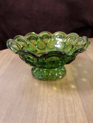 Vintage LE Smith Green Moon and Stars Candy Compote Dish 3