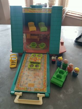 Vintage Fisher Price A - Frame House 990,  W/ Accessories