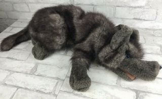 Folkmanis Folktails Full Body Plush Wolf Puppet Gray Black Furry Realistic 23 "