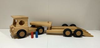 Solid Wood Kinderkram Toy Car And Truck Transporter Tractor Trailer