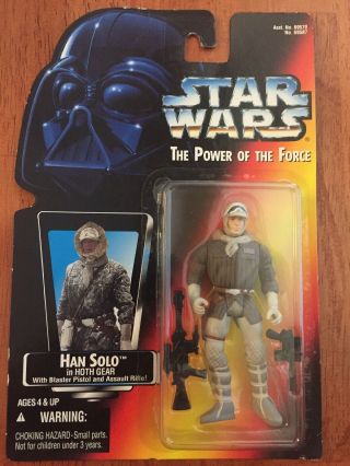 Star Wars Potf Han Solo Hoth Gear Red Card Mip