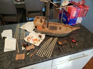 1980 1982 Vintage Playmobil Deluxe Pirate Ship With Accessories
