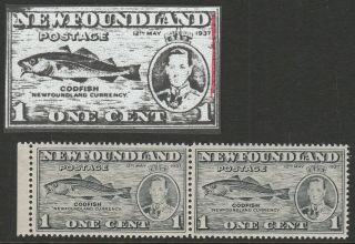 Newfoundland 1937 Coronation 1c Perf 13½ With Re - Entry At Right Sg 257d Mnh.