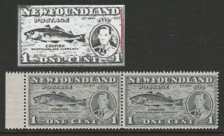 Newfoundland 1937 Coronation 1c Perf 14 With Re - Entry At Right Sg 257 Mnh.