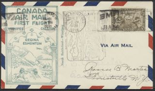1930 Aamc 3011ah North Battleford Sask To Winnipeg Ffc,  Roessler Flight Cachet
