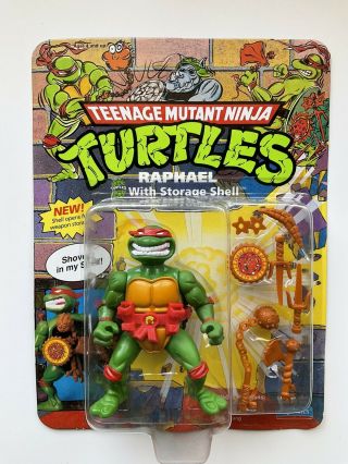 1991 Vintage Tmnt Teenage Mutant Ninja Turtles Raphael With Storage Shell Moc