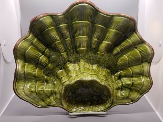 Vintage Treasure Craft USA Green Clamshell Chip And Dip Serving Tray & Bowl 2