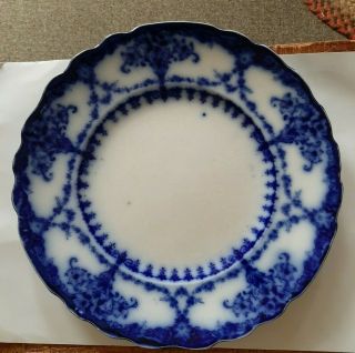 Antique Flow Blue Plate In Greville Pattern By Till And Son