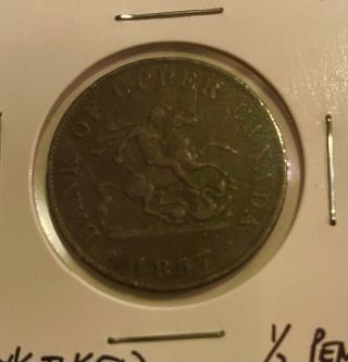 1857 Bank Of Upper Canada One Half Penny Token Breton 720