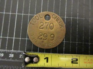 Vintage Tool Check Brass Tag General Motors Frigidaire Division