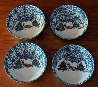 Tienshan Folk Craft Cabin In The Snow Soup Cereal Bowls 6.  5 