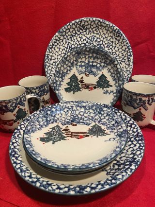 Tienshan Folk Craft Cabin In The Snow 12pc - 4 Place Settings Read