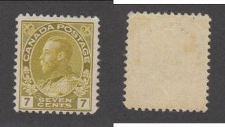 Canada 7c Greenish Yellow Kgv Admiral Stamp 113iv (lot 22697)