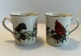 2 - Lenox Winter Greetings Scenic Catherine Mcclung Cardinal & Nuthatch Bird Mug