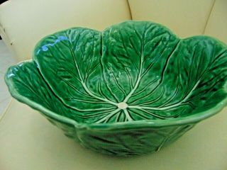 Bordallo Pinheiro Portugal Majolica Cabbage Leaf Salad Bowl 9 1/2 " & 3 " Deep