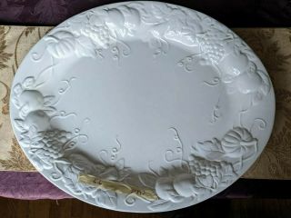Tabletops Gallery Harvest Large Serving Platter Oval 21”x17” White Handcrafted