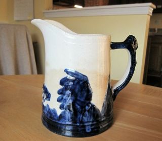 Authentic Old Sleepy Eye Blue & White Pitcher Made By Western Stoneware Pottery