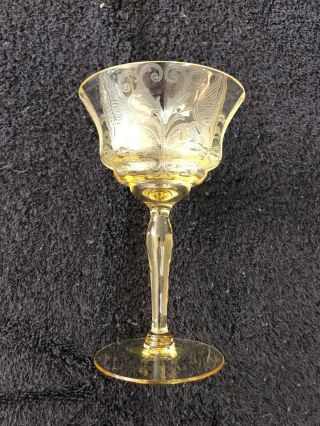 Lotus Bellflower On West Virginia Glass Specialty Large Cocktail 5.  75 " - Yellow