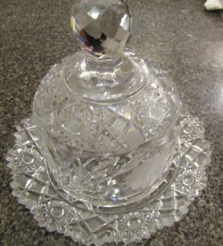 Vintage Large Pressed Glass Butter/cheese Dish With Domed Lid