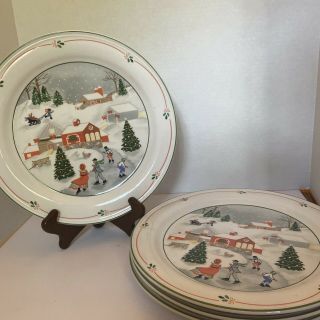 Sango Silent Night Dinner Plates - Set Of 4 Christmas Themed