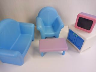 Little Tikes Barbie Doll Size Furniture Couch,  Chair,  Coffee Table,  Tv &cabinet