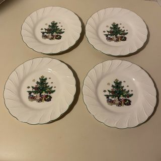 Nikko Happy Holidays Bread And Butter Plates 7” Christmas Tree Japan Set Of 4