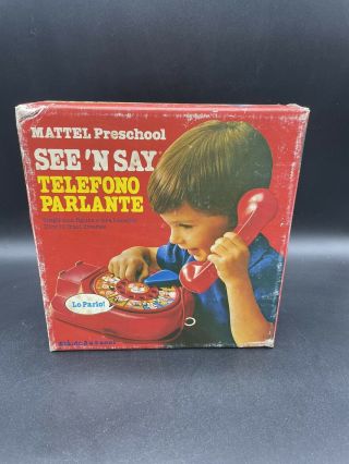 Vintage Toy Rotary Telephone 1978 Mattel Pull String Toy Talking Phone Nib [it]