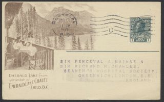 1921 Cpr View Card,  Cpr 70a 1c Admiral,  Emerald Lake Chalet,  Jan Earnings