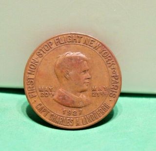 1927 Capt Charles Lindbergh Lucky Lindbergh Coin The Spirit Of St.  Louis Token