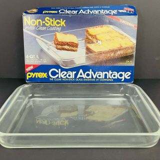 Vtg Pyrex Clear Advantage Non Stick Glass 4 Quart Baking Dish Corning 1986