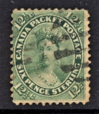 Colony Of Canada 1859 Cat £85 Qv 12.  5c Blue - Green Fine Chalon Head With No